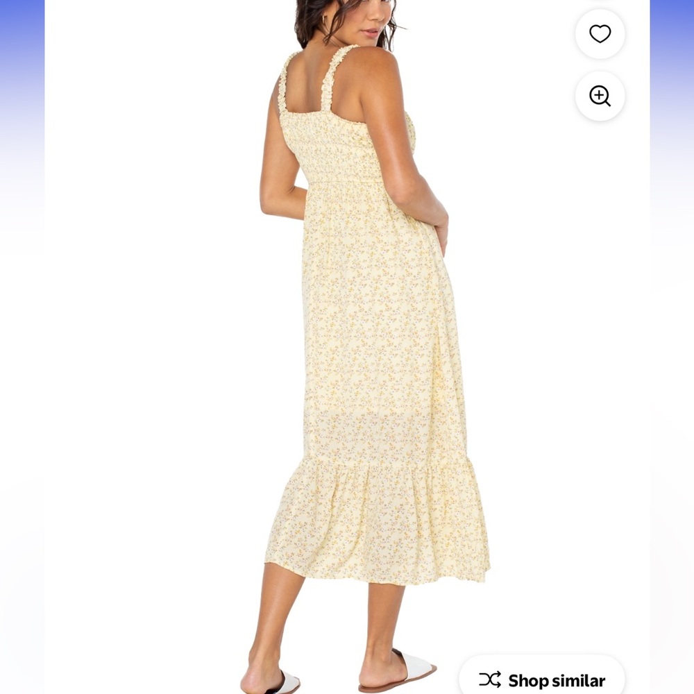 Yellow Floral Smocked ruffle Midi Dress Bridgerton style Size XL - Picture 3 of 15